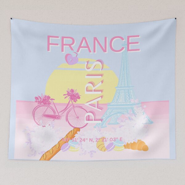 Item preview, Paris, France, Travel Art, Preppy, Blue designed and sold by Magic Love Art Print.