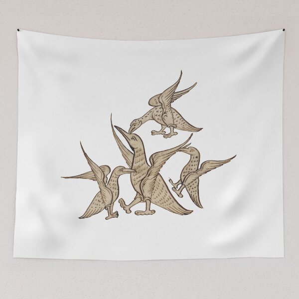 Item preview, Medieval illustration of birds fighting designed and sold by IllmadeErrant.