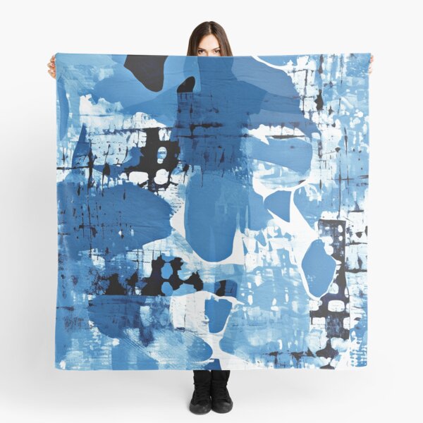 Aperçu de l'œuvre Art abstrait contemporain moderne aux teintes bleues et blanches créée et vendue par DEC02.