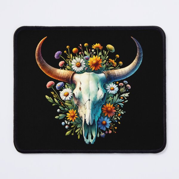 Item preview, Whimsical Longhorn Skull - Watercolor Nature-Inspired Southwestern Art designed and sold by Kawaii-n-Spice.