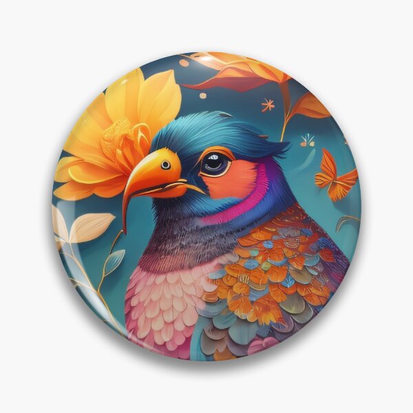 Item preview, Vibrant Plume: A Bird's Floral Fiesta designed and sold by CrushyAIDesigns.