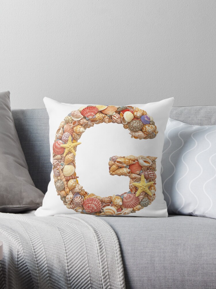 Thumbnail 1 of 4, Pillow, SHELLS LETTER G designed and sold by Art-type.