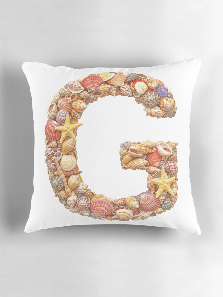 Thumbnail 3 of 4, Pillow, SHELLS LETTER G designed and sold by Art-type.