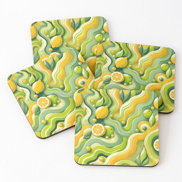 Item preview, Neon Harmony: Lemon Green Meets Yellow in Abstract Art designed and sold by annenambiro.