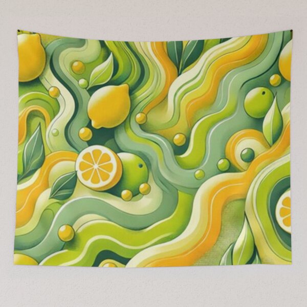 Item preview, Neon Harmony: Lemon Green Meets Yellow in Abstract Art designed and sold by annenambiro.