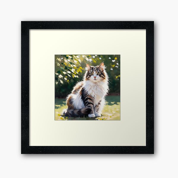 Item preview, Long Haired Tabby Cat Sitting In The Sun designed and sold by IrisAndIvy.