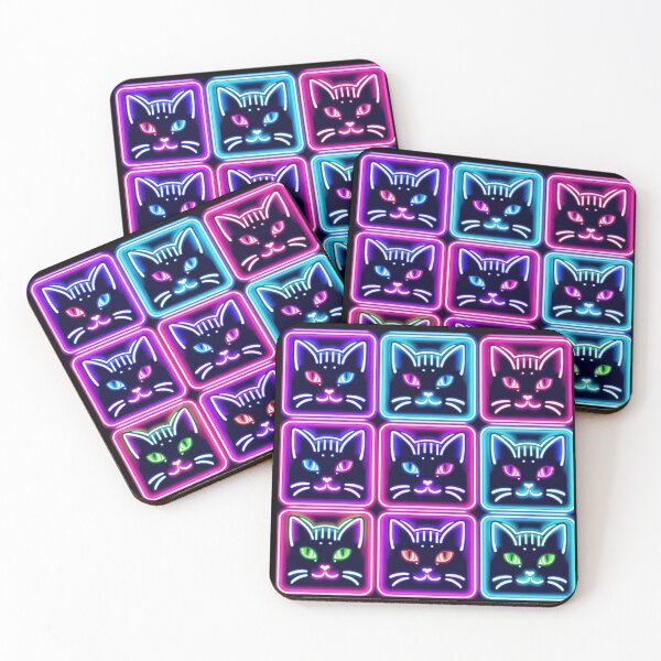 Item preview, ✨ Neon Cat Faces - Psychedelic Colorful Aesthetic ✨ designed and sold by WakeUpYourBrain.
