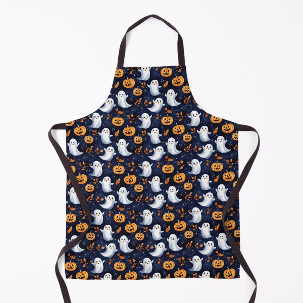 Item preview, adorable ghosts and spooky pumpkins on blue background designed and sold by PoppyLaneStudio.