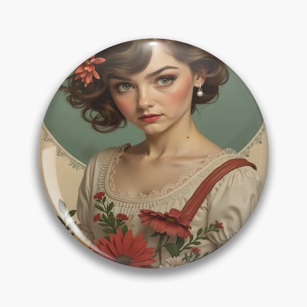 Item preview, Doncella floral vintage - Retrato retro art nouveau designed and sold by Emilia-Design.