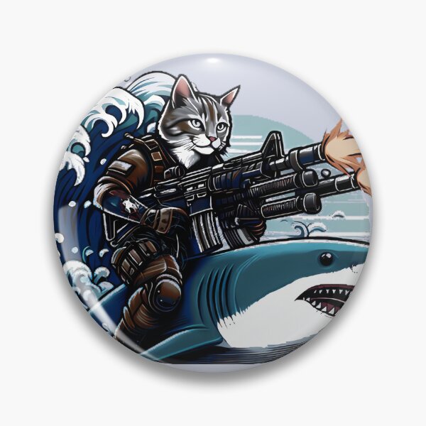 Item preview, cat firing machine gun riding on sahrl designed and sold by  Mudikeys.