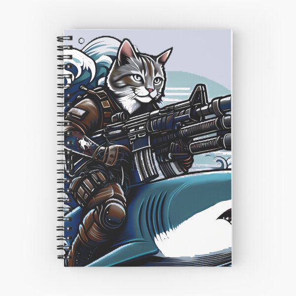 Item preview, cat firing machine gun riding on sahrl designed and sold by  Mudikeys.