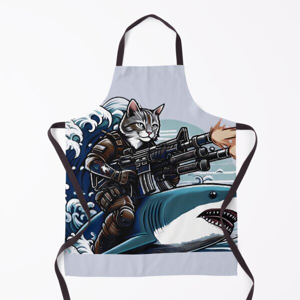 Item preview, cat firing machine gun riding on sahrl designed and sold by Mudikeys.