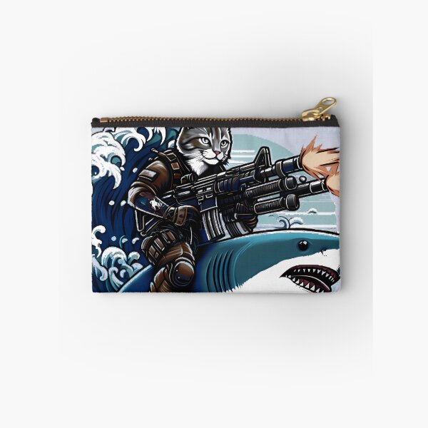Item preview, cat firing machine gun riding on sahrl designed and sold by  Mudikeys.