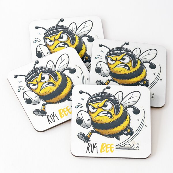 Item preview, Rug-Bee – Fierce Rugby Bee Pun Art for Sports & Fitness Fans designed and sold by TheTravelBunny.