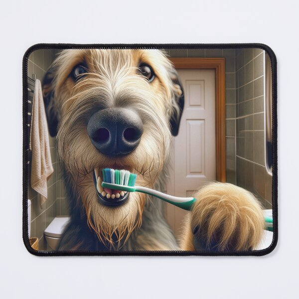 Item preview, Irish Wolfhound Brushing Teeth designed and sold by Maria Dryfhout.