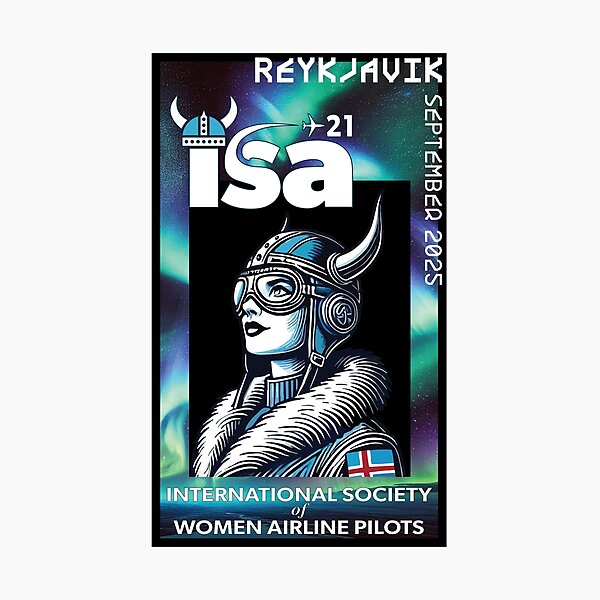 Item preview, Tall Viking on black background designed and sold by The International Society of Women Airline Pilots.