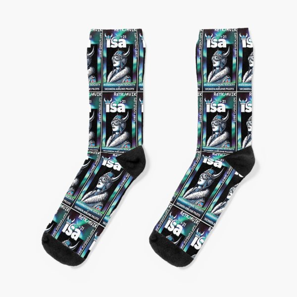 Item preview, Tall Viking on black background designed and sold by The International Society of Women Airline Pilots.