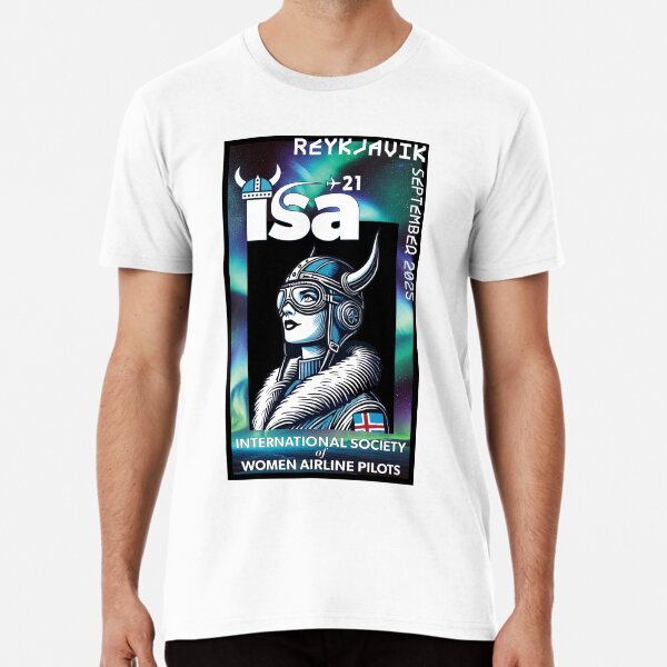 Item preview, Tall Viking on black background designed and sold by The International Society of Women Airline Pilots.