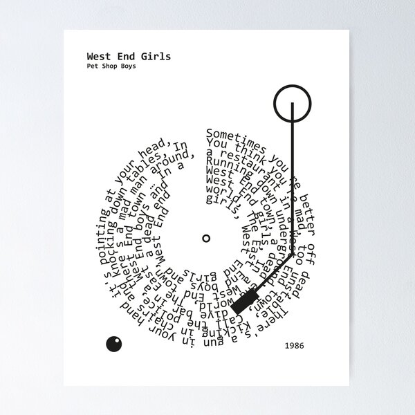 Item preview, West End Girls, Pet Shop Boys - Lyrics Poster designed and sold by MancBusyBee.
