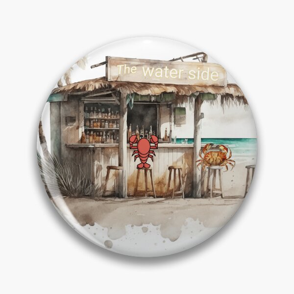 Item preview, A beach scene with a lobster and crab at a bar designed and sold by chestofryan.