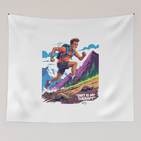 Item preview, Trail Runner Mountain Art Print - 'Dirt is My Therapy' Nature Running Design - Outdoor Adventure Gift for Hikers & Off-Road Running Enthusiasts designed and sold by WeirdlyWorn.