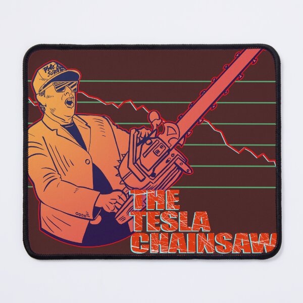 Item preview, The Tesla Chainsaw Massacre – Satirical Elon Musk Stock Market Parody designed and sold by blampop.