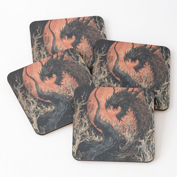 Item preview, Leviathan Rising – Mythical Sea Dragon in Dark Woodcut Style designed and sold by casauslu.