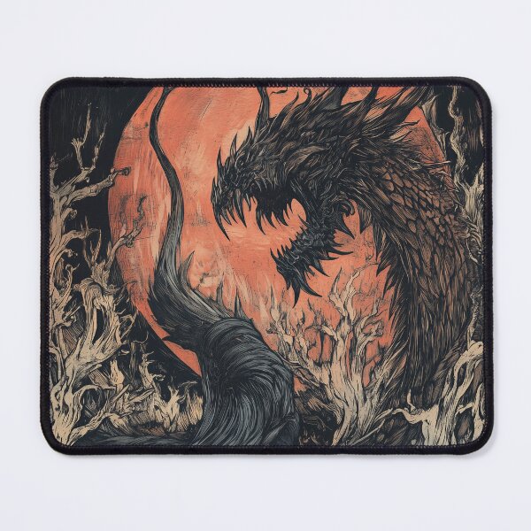 Item preview, Leviathan Rising – Mythical Sea Dragon in Dark Woodcut Style designed and sold by casauslu.