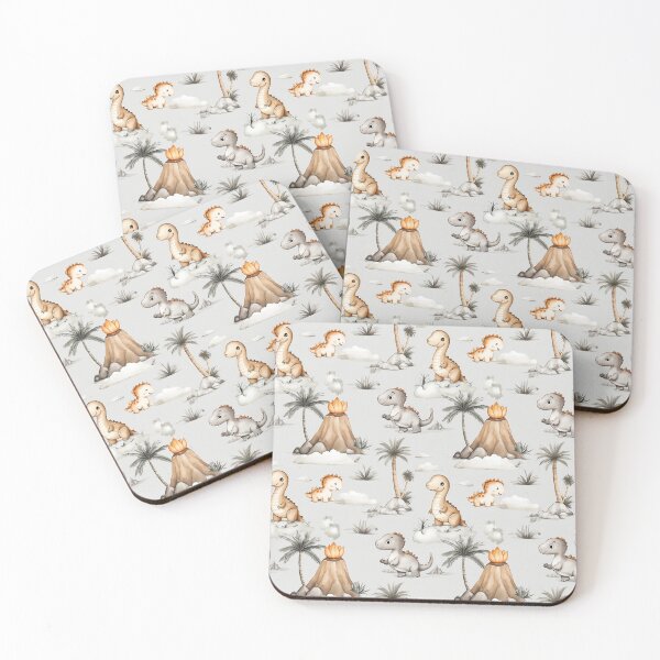 Item preview, watercolour dinosaurs in Jurassic landscape designed and sold by PoppyLaneStudio.