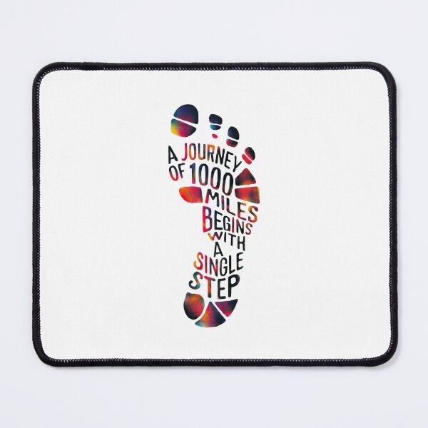 Item preview, Inspirational Footprint Quote – A Journey of 1000 Miles Begins with a Single Step designed and sold by Trend Pixel Co..
