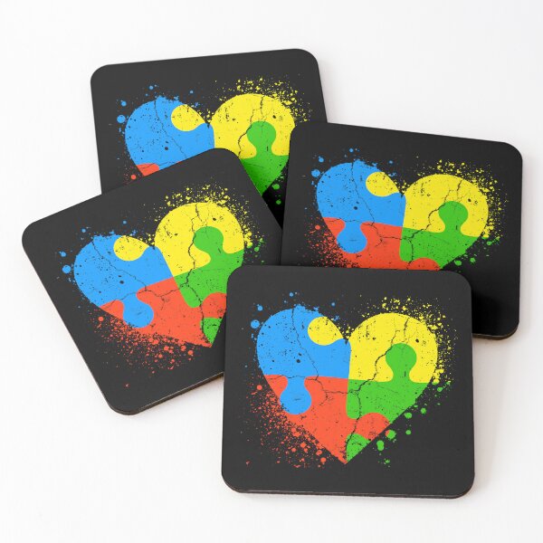 Item preview, Autism Awareness Heart Love Puzzle Pieces Matching Retro designed and sold by SunfullyYours.