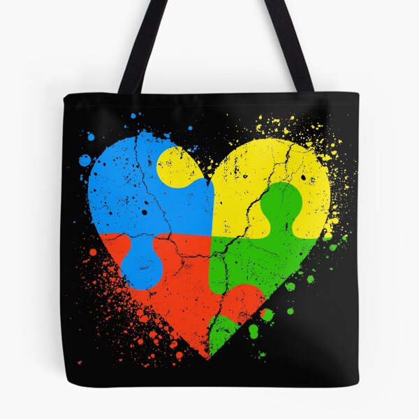 Item preview, Autism Awareness Heart Love Puzzle Pieces Matching Retro designed and sold by SunfullyYours.