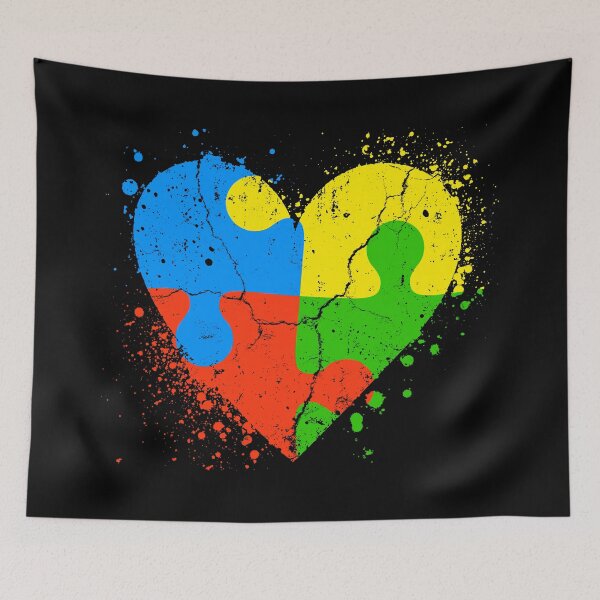 Item preview, Autism Awareness Heart Love Puzzle Pieces Matching Retro designed and sold by SunfullyYours.