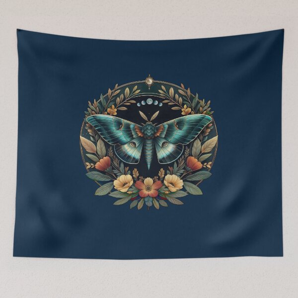 Item preview, Moth Moon Flowers Astrology cottagecore Celestial boho aesthetics and Moon Astrology Lovers designed and sold by Collagedream.