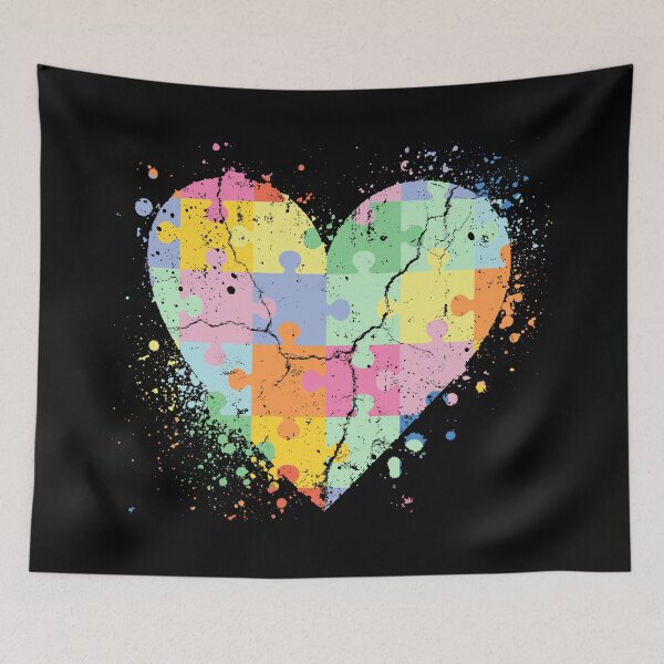 Item preview, Autism Awareness Heart Love Pastel Puzzle Pieces Retro  designed and sold by SunfullyYours.