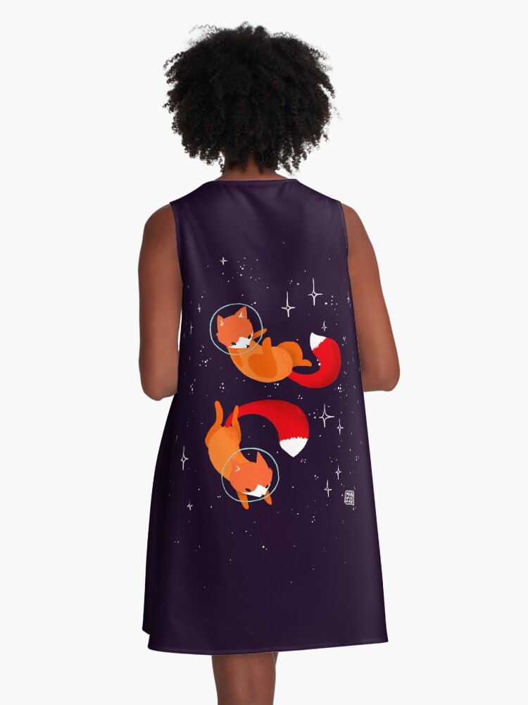 Thumbnail 3 of 4, A-Line Dress, Space Foxes designed and sold by Vierkant.