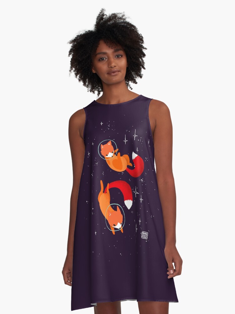 Thumbnail 1 of 4, A-Line Dress, Space Foxes designed and sold by Vierkant.