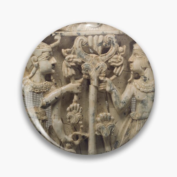 Item preview, Furniture plaque with two Egyptianizing figures and a volute tree  ca. 9th–8th century BCE designed and sold by botanicalworks.