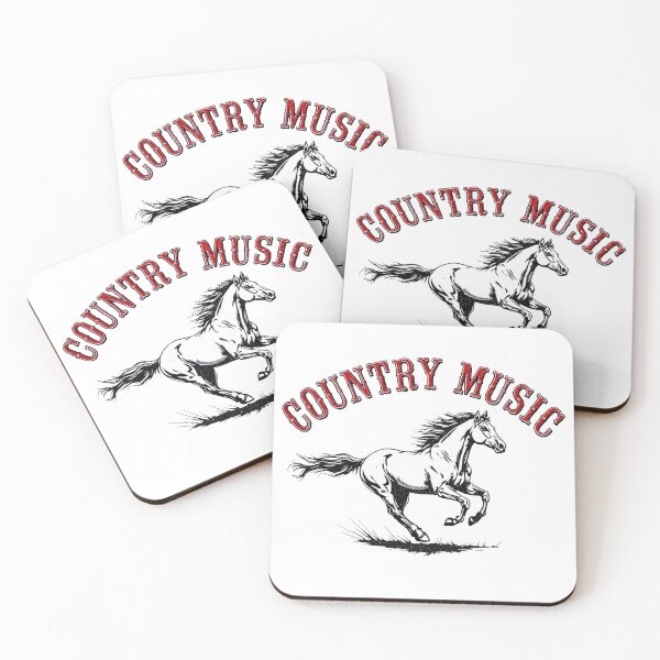 Item preview, Country Music Mustang – Red Text - Distressed Print designed and sold by SteadyRolling.