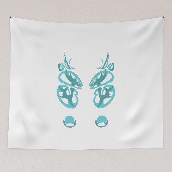 Item preview, Deer spirit hidden in the hoof line work v2 ink blot blue designed and sold by Allhandsgraphics.