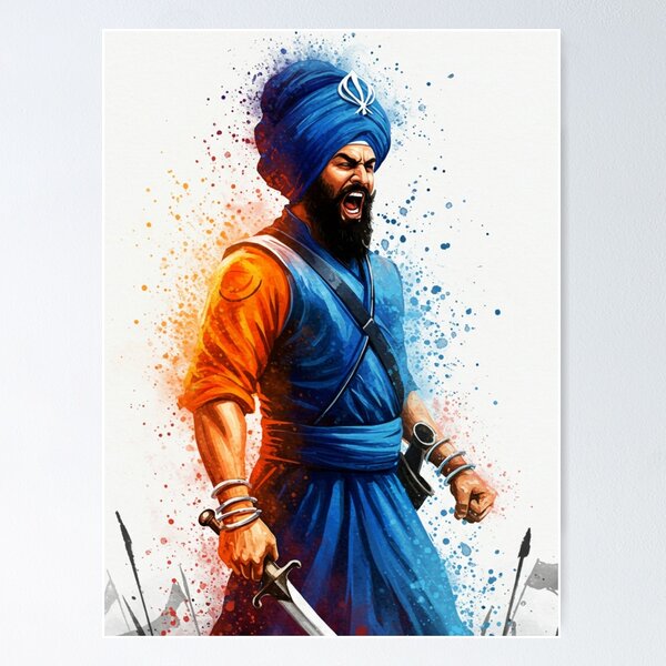 Artikel-Vorschau von Furchtloser Sikh-Krieger – Kampfbereite Khalsa-Kunst, designt und verkauft von Hsingh13.