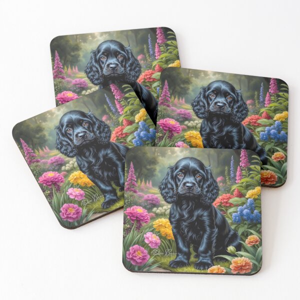 Item preview, Hugo Black Cocker Spaniel Puppy Painting designed and sold by Heart and Soul Studio.