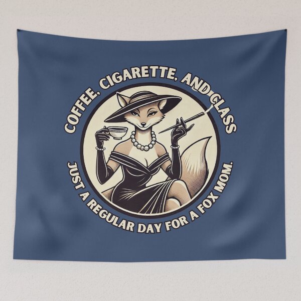 Item preview, Fox mom with coffee cigarette and class mothers day designed and sold by Meandmyshop.