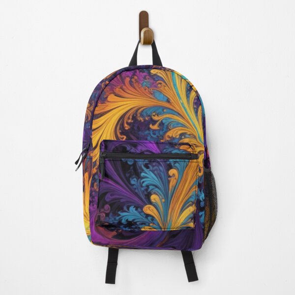 Item preview, Golden and Teal Fractal Swirls on Deep Purple designed and sold by Harmonic_Layers.