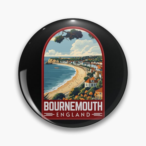 Item preview, Bournemouth in Dorset, England Retro Travel Art Emblem designed and sold by MaateoDesign.