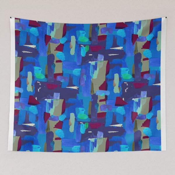 Item preview, Abstract brushstrokes pattern blue designed and sold by Alessandro Remo Mazzoni Remotextiles.