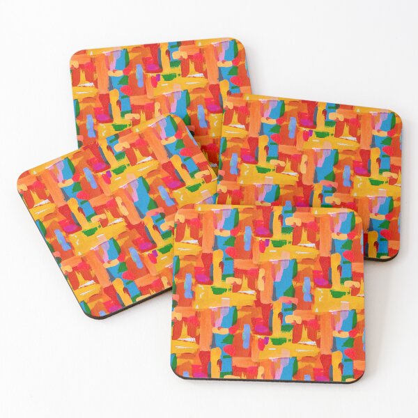 Item preview, Abstract brushstrokes pattern orange yellow green designed and sold by Alessandro Remo Mazzoni Remotextiles.