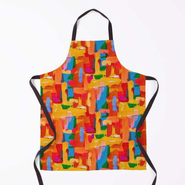 Item preview, Abstract brushstrokes pattern orange yellow green designed and sold by Alessandro Remo Mazzoni Remotextiles.