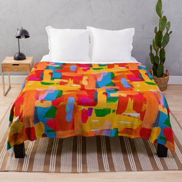Item preview, Abstract brushstrokes pattern orange yellow green designed and sold by Alessandro Remo Mazzoni Remotextiles.