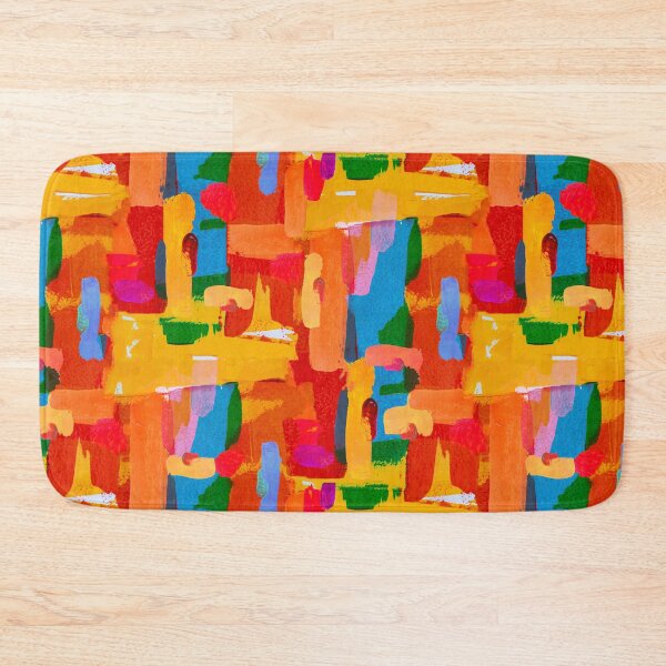 Item preview, Abstract brushstrokes pattern orange yellow green designed and sold by Alessandro Remo Mazzoni Remotextiles.